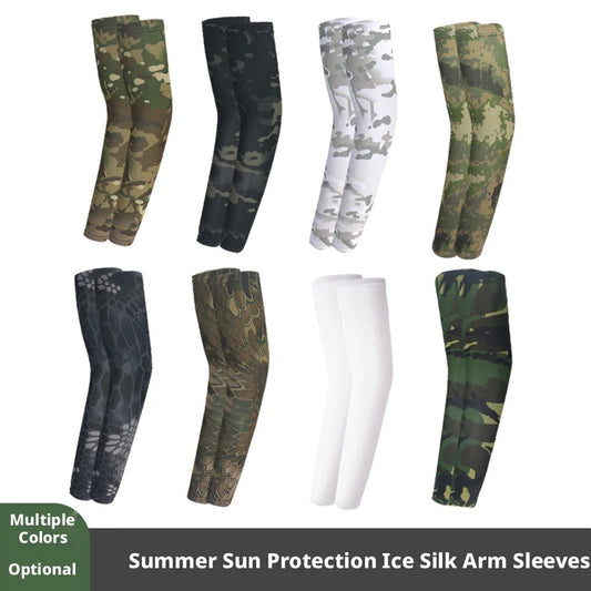 Cooling Arm Sleeves Tactical Camo Sun Protection Breathable Ice Silk UV Guard