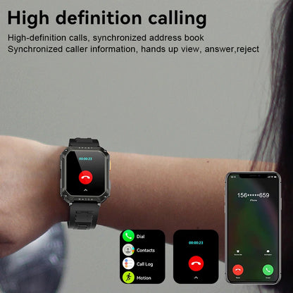 LIGE 2026 Zewnętrzny Smartwatch Męski 2.01" Ekran IP68 Wodoodporne Zegarki Wytrzymały Wojskowy Bluetooth Połączenia Smartwatch dla Androida i iOS