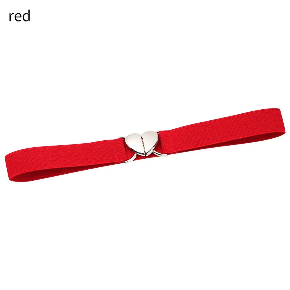 2022 Children Stretch Belts Girls Multicolor Adjustable Elastic Waist Belts with Heart Shape Buckle Waistband Accessories