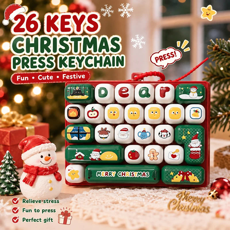 Creative 26-key Keyboard Keychain Stress Relief Cartoon Button Bags Hanger Accessories Christmas Limited Edition Gift Pendant