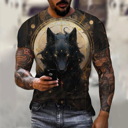 Men's T-Shirts Summer Animal Wolf  Pattern 3D Print Tops Tees Summer Women Streetwear Fashion Oversized T Shirt Men Clothing