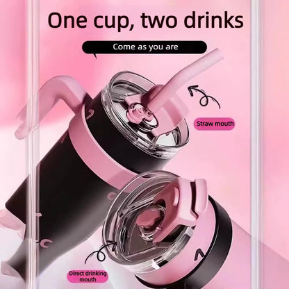 Stylish High Capacity Insulated Stainless Steel Water Bottle with Straw for Women Outdoor Sports Cup