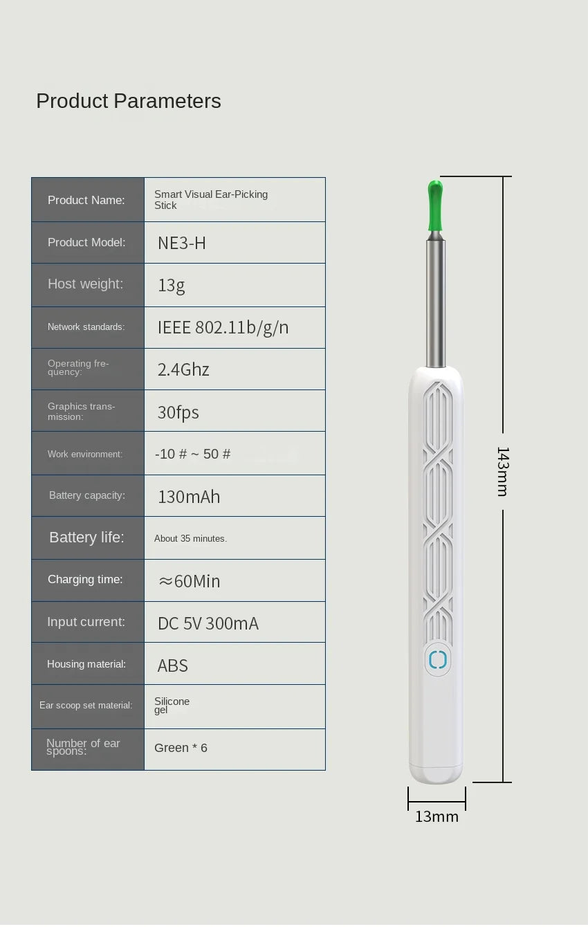 Visual Ear Wax Cleaner with Camera Safe Earwax Removal Endoscope with 5M Camera Luminous Otoscope Ear Cleaning Tools Ear Care