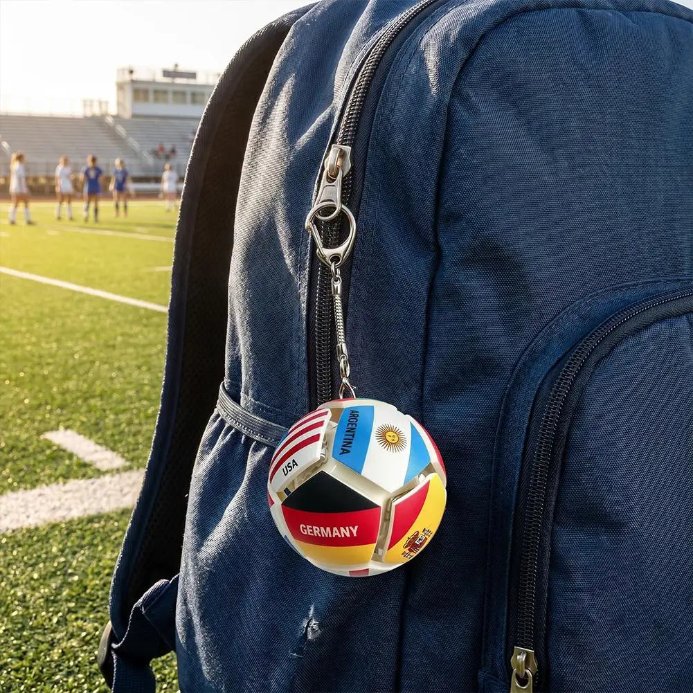 Mini Football Stress Relief Keychain Printed With Multiple Countries Flags Squeeze Sensory Toy Pocket Soccer Gift With Key Clip