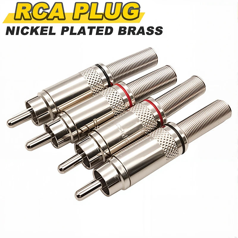 4/8PCS Male RCA Plug Weld RCA Connector for AV Audio Video Connector Plug Red Black