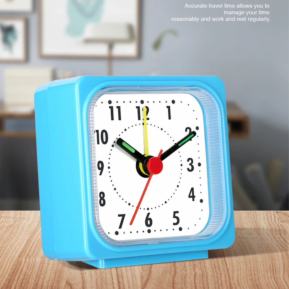 1PC Square Small Alarm Clock Acrylic Frame Quartz Movement Accurate Time Bedside Desk Clock for Bedroom Wake Up Student Clock