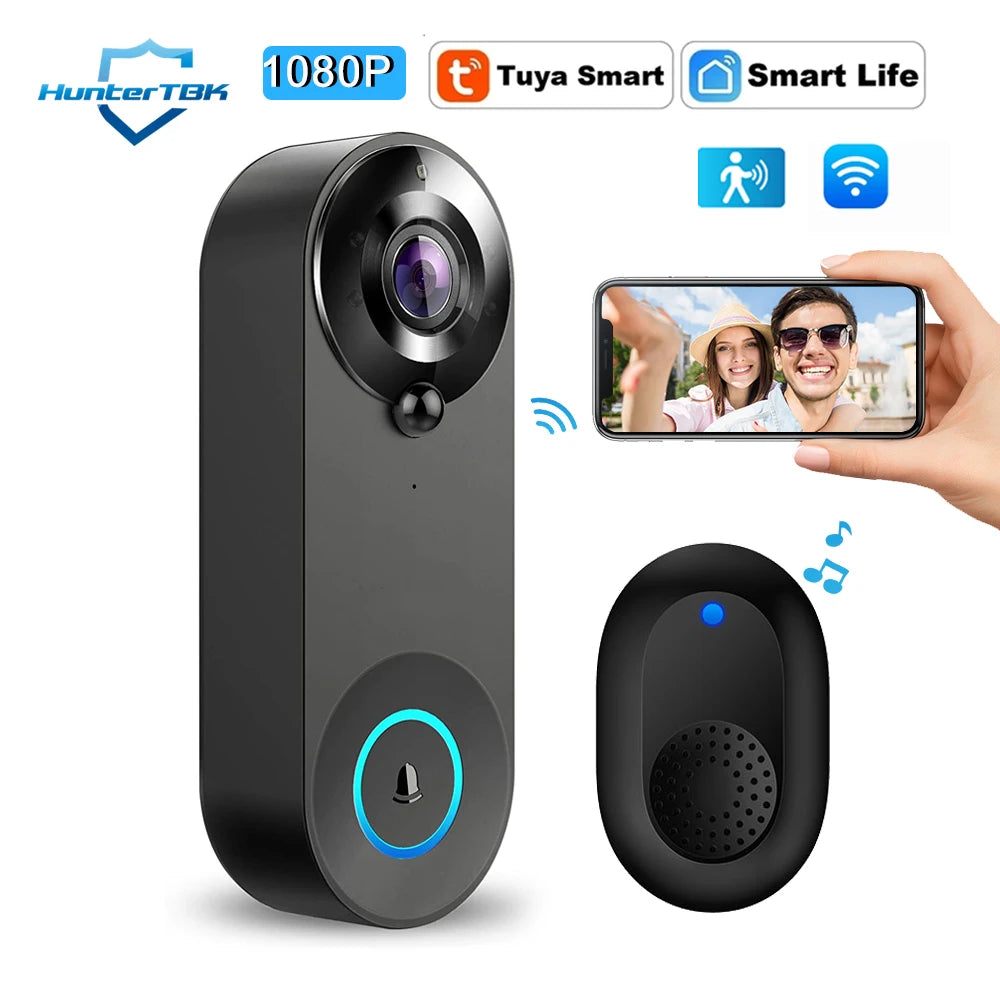 Bezprzewodowa kamera dzwonkowa 1080P WiFi Smart Door Bell Tuya Smart Home Security Detekcja ruchu Night Vision Intercom Dzwonek