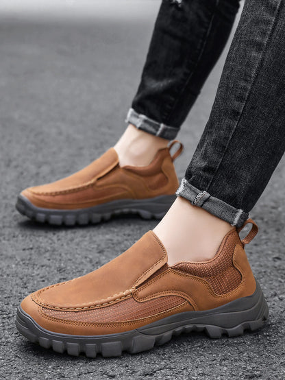 Men's Slip on Loafers Suede Leather Casual Shoes Summer Plus-Size Driving Shoes