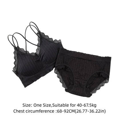 1Set Casual Lace Women Seamless Bra Set V-Neck Breathable Underwear Set Comfortable with Bra Pads Lingerie Set