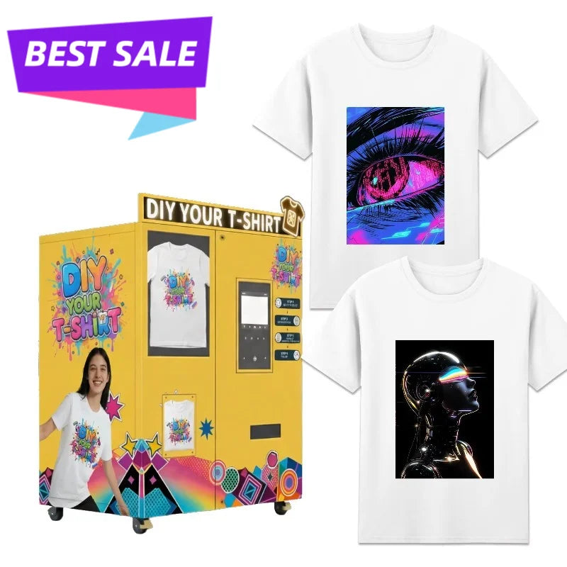 Smart Clothing Vending Machine Personalized Fashion AI Customizer DIY Garment Design Kiosk On Demand T Shirt Hoodie Production