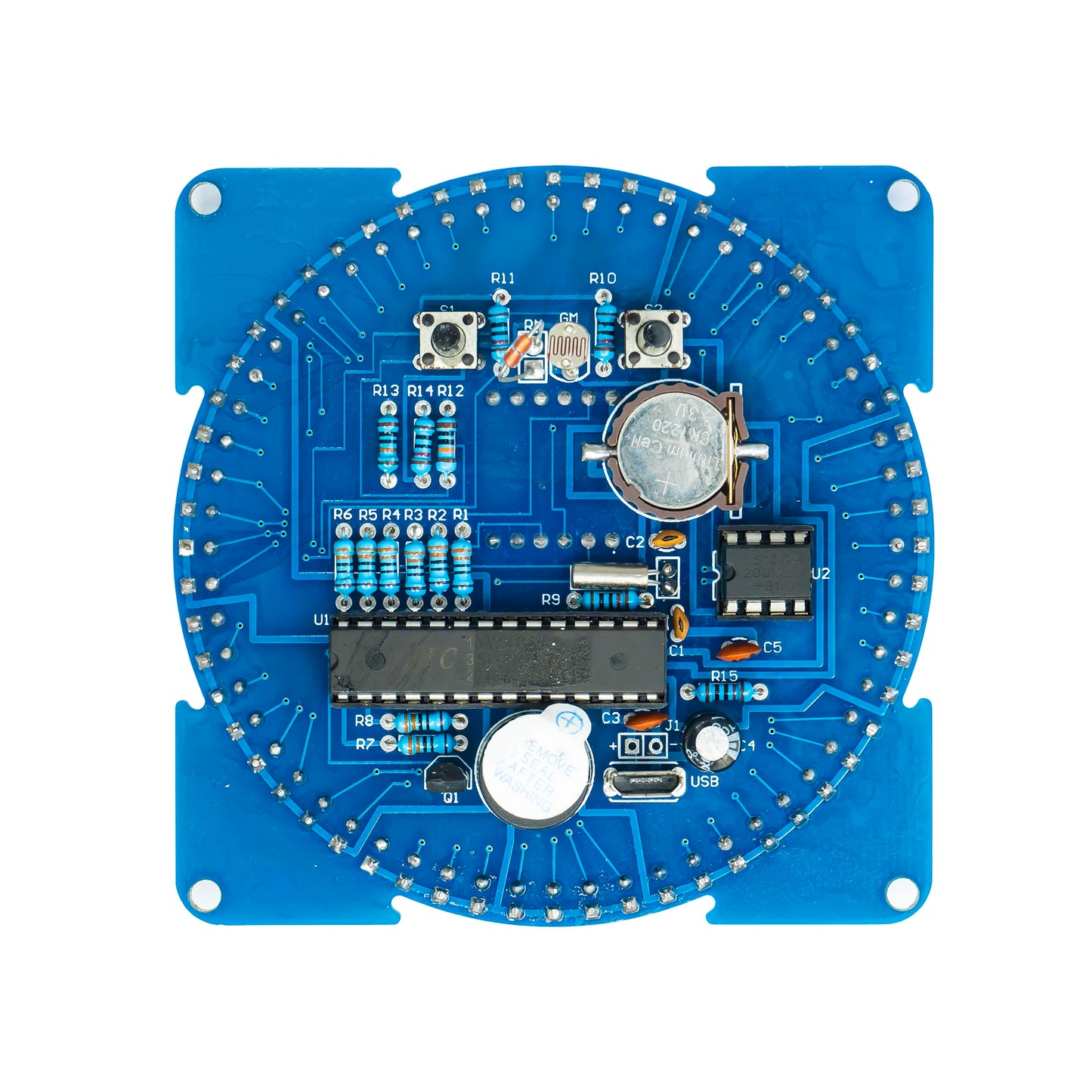 DIY Rotating Digital LED Display Module Alarm Electronic Digital Clock Kit 51 SCM Learning Board 5V DS1302