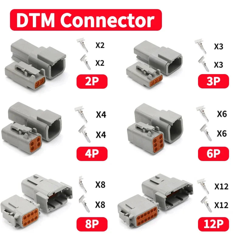 10/50/100 Sets Deutsch DTM/DT/DTP/DTF Automobile Connector Plug&Socket Male&Female Terminal DTM04-2/3/4/6/8/12 DTM06-2/3/4/6/8S