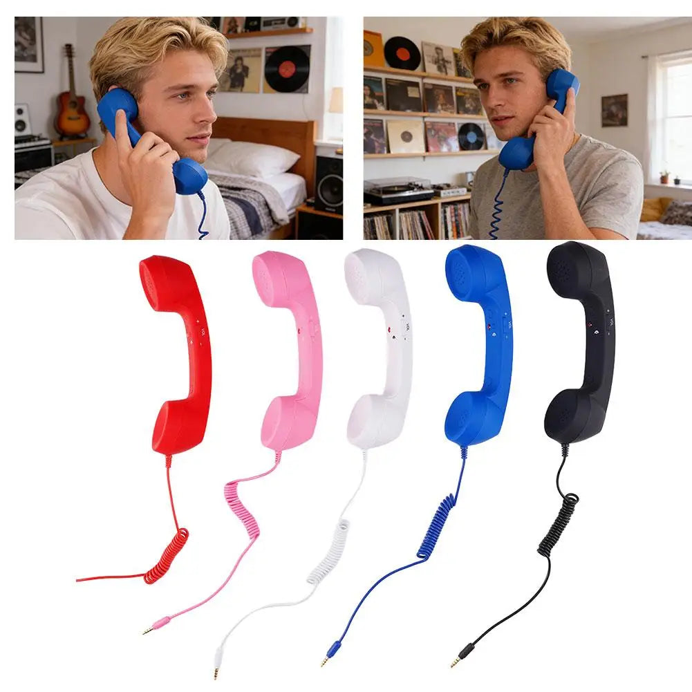 3.5mm Universal Retro Telephone Handset Retro Telephone Receiver Handset Mini Microphone Speaker for Mobile Phones Computers