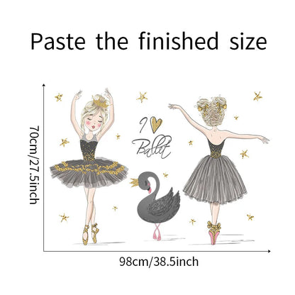 Ballet Girl Vinyl Child Wall Stickers For Baby Kids Room Decoration Adhesive Wallpaper Bedroom Accessories Room Decor Wall Art