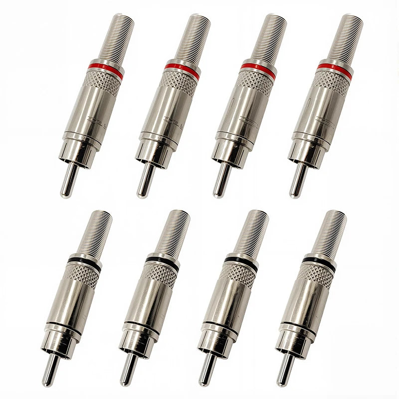 4/8PCS Male RCA Plug Weld RCA Connector for AV Audio Video Connector Plug Red Black