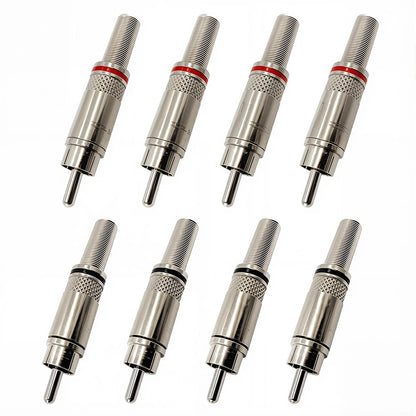 4/8PCS Male RCA Plug Weld RCA Connector for AV Audio Video Connector Plug Red Black