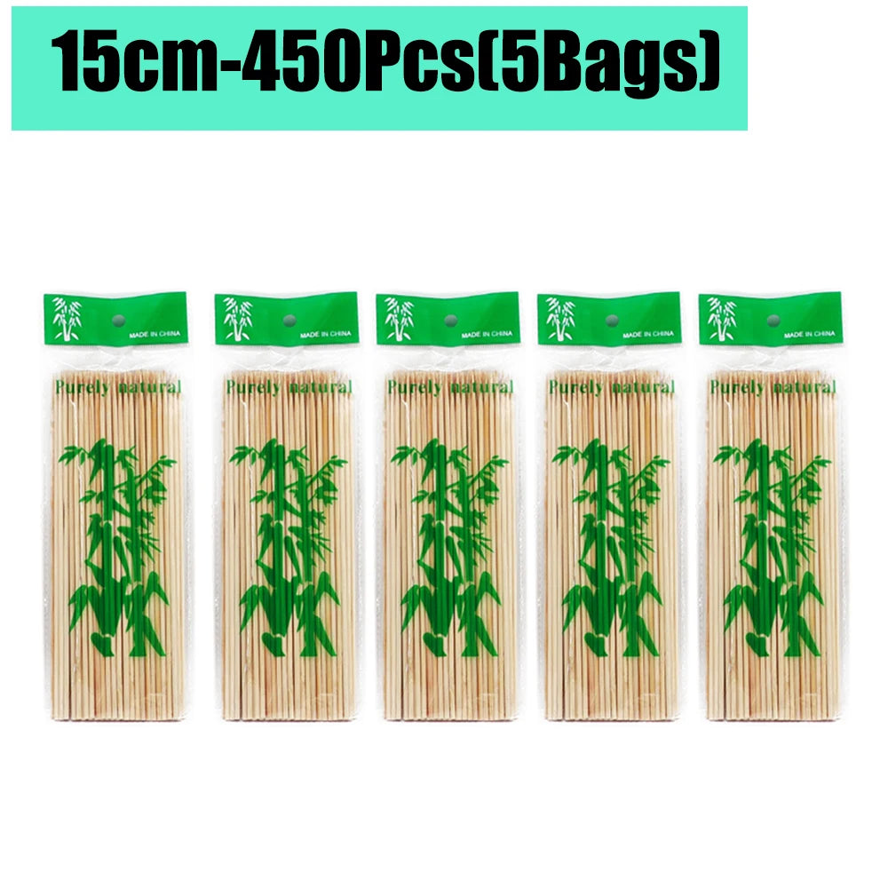 90-1350Pcs Bamboo Wooden BBQ Skewers Sticks Disposable 15/20/25/30cm for Grilling, Fruit, Kabob,BBQ, Barbecue, Camping, Outdoor