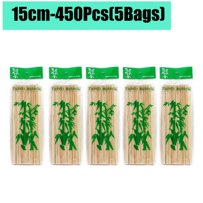 90-1350Pcs Bamboo Wooden BBQ Skewers Sticks Disposable 15/20/25/30cm for Grilling, Fruit, Kabob,BBQ, Barbecue, Camping, Outdoor