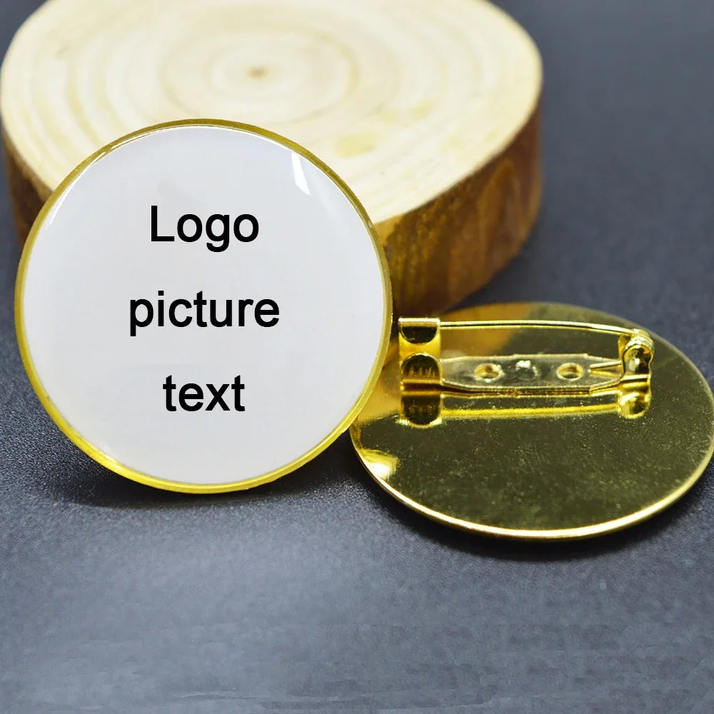Shirley Custom 100pcs Metal Badges Lapel Pins Epoxy Resin Domed Printed Label Pins Name Alfileres Personalizados Para Cuello