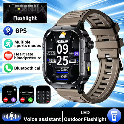 Outdoor Military Smartwatches Bluetooth Call Men 2.01" Blood Oxygen Monitor 5ATM Waterproof GPS Tracking Sports Smart Watch HW12