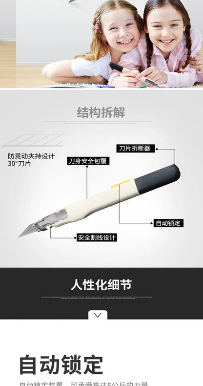 SDI 9mm Anti-Shaking Utility Knife 30-Degree Angle Sharp Black Steel Blades Box Cutter Auto Lock Professional Craft DIY Opener
