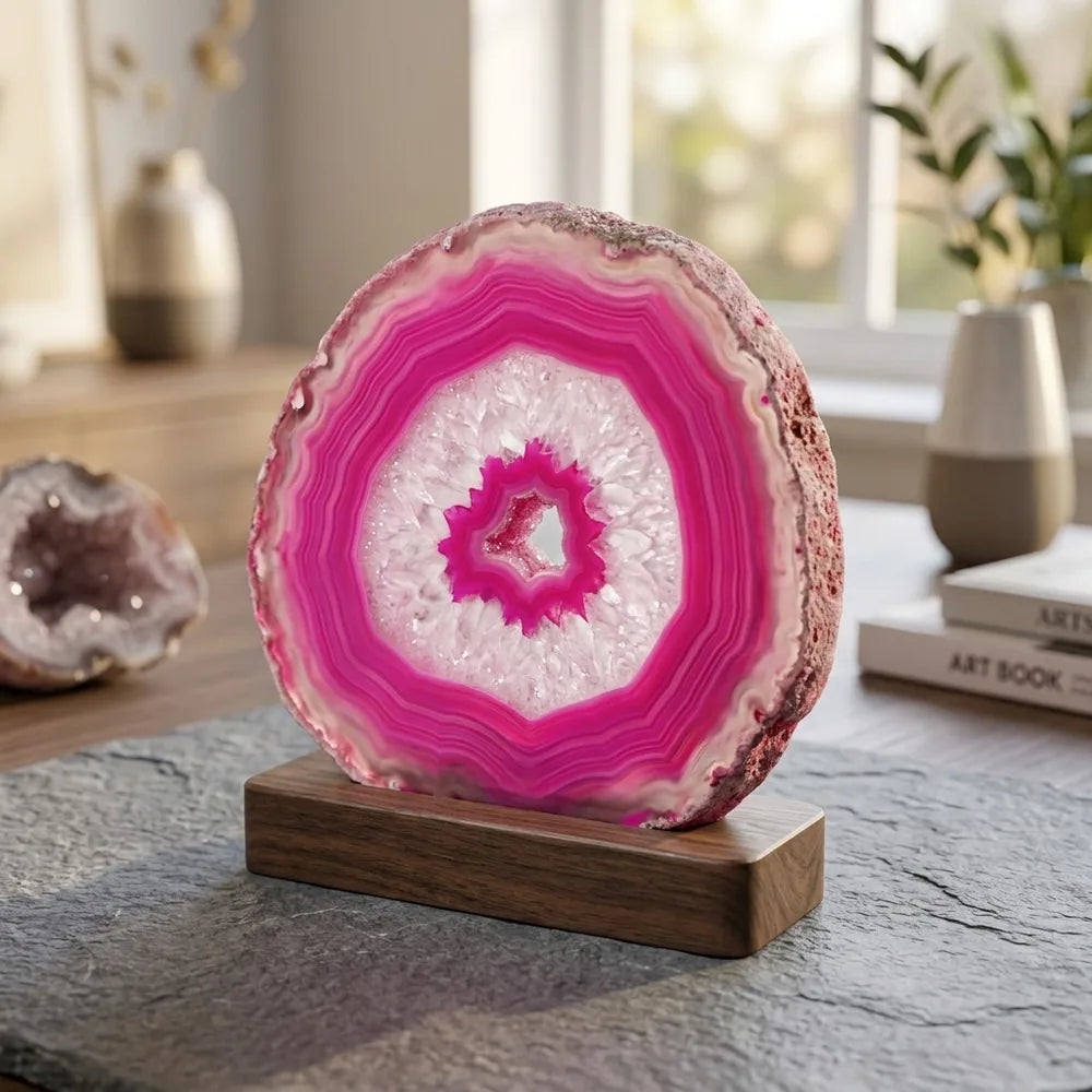 Natural Polished Agate Geode Slab Coaster Crystal Mineral Stone for Home Decor DIY Jewelry Pendant Healing Gift