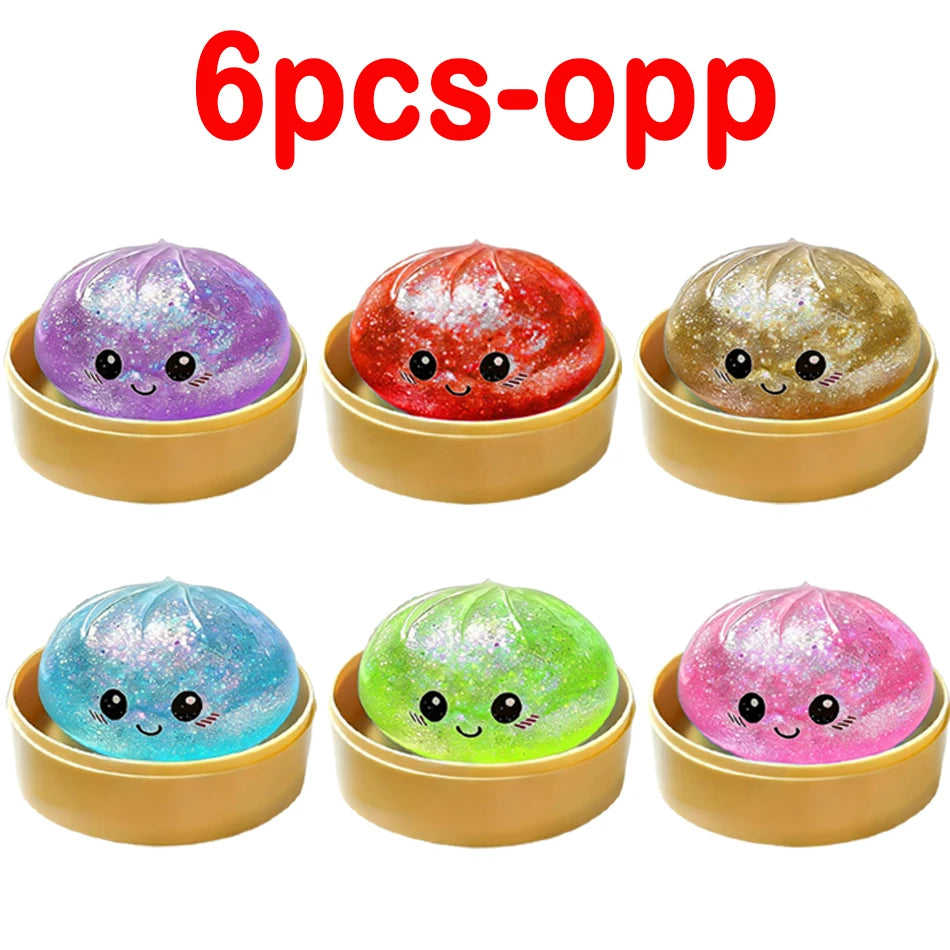 Colorful Glitter Dumpling Blind Box Squishy Relaxing Relieve Anxiety Antistress Enhance Happiness Rebound Squeeze Reliever Toy