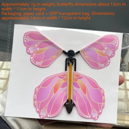 12PCS Magic Flying Butterflies Wind Up Toy Bookmark Greeting Rubber Band Powered Magic Prop,Surprise Gift Wedding,Birthday,Party