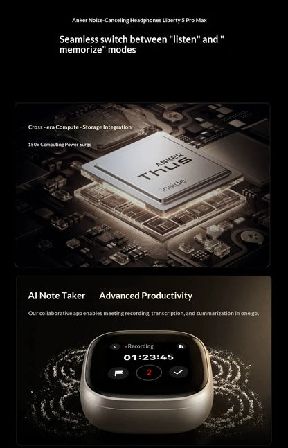 New Anker Liberty 5 Pro Max Noise-Canceling Earphones ANC Active Noise AI Personal Assistant Bluetooth Earphones Gifts