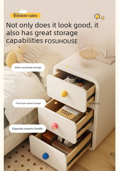 Cute Solid Wood Children's Nightstands for Children Furniture Dormitory Storage Bedside Tables Narrow Kid's Storage Cabinet