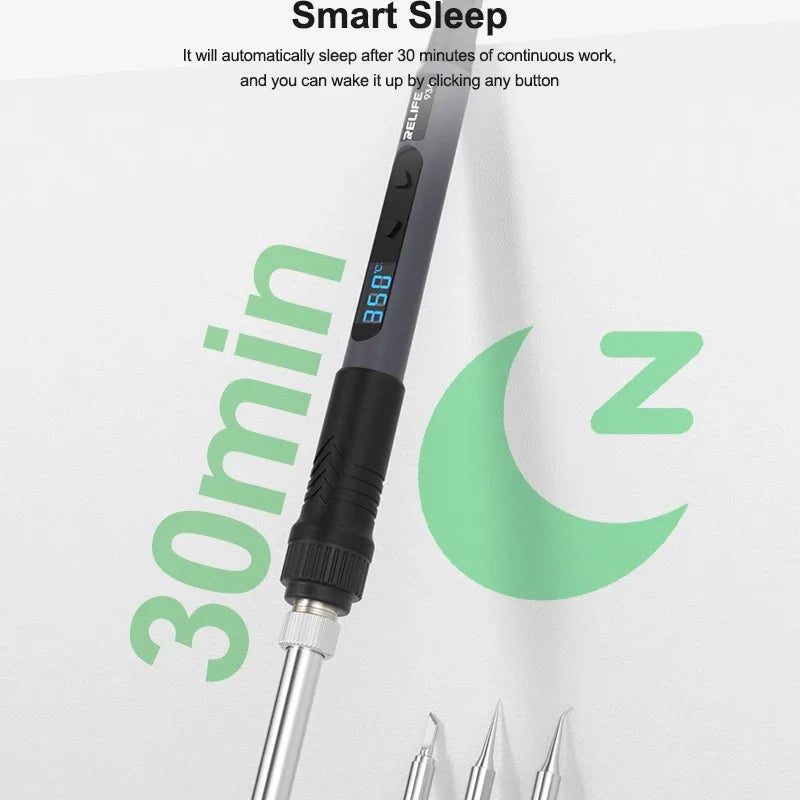 RELIFE 936 90W Intelligent Digital Display Portable Soldering Iron 120~550℃ Adjustable Supports 900M Series Soldering Iron Tips
