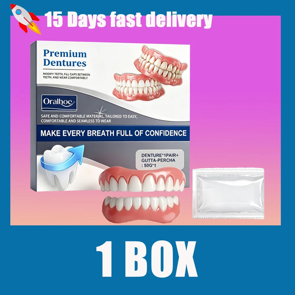 Premium Adjustable Denture Grooming Kit, Easy Daily Teeth Maintenance for Healthy, Beautiful Relaxed Smiles