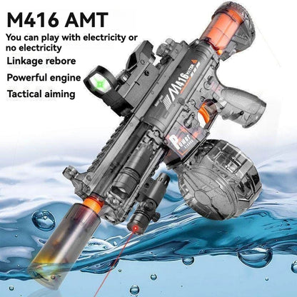 2026 new firelight M416 electric water gun children's toy water spray continuous strong range long-range water fight toy