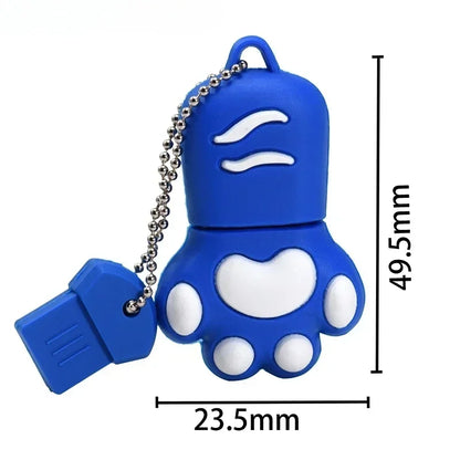 Silicone Cat Claw Cartoon USB Drive USB 2.0 Flash Drive 8GB Girl Specific Pen Driver 128GB 64GB Key Chain Memory Stick USB Stick