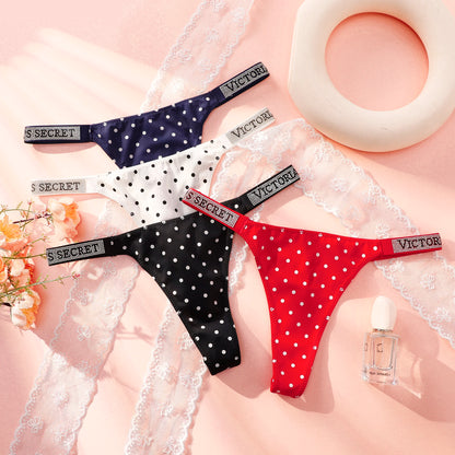 VS Underwear Thong Hipster Seamless Women Polka Dot Lace Bikini Cheeky Panties Set Victoria Secret Breathable Cotton Hipster