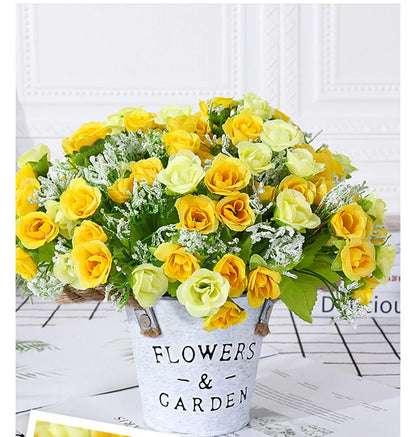Simulated Rose Bouquet Home Decoration Small Rose Camellia Wedding Decoration Artificial Flowers Garden Decoration
