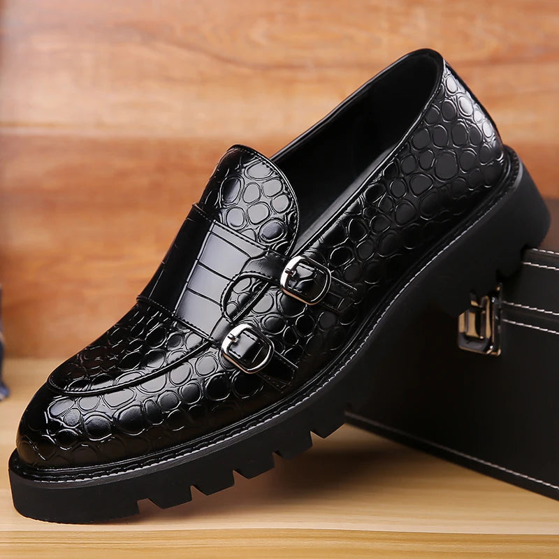 Men's Trendy Comfortable Business Soft-Soled Loafers British Style Slip-On Breathable Work Party Derby Shoes-2996
