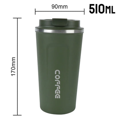 Thermo Cafe Coffee Mug Car Thermos, 380/510ml Leak-Proof Travel Cup for Tea Water Coffee, Double Stainless Steel