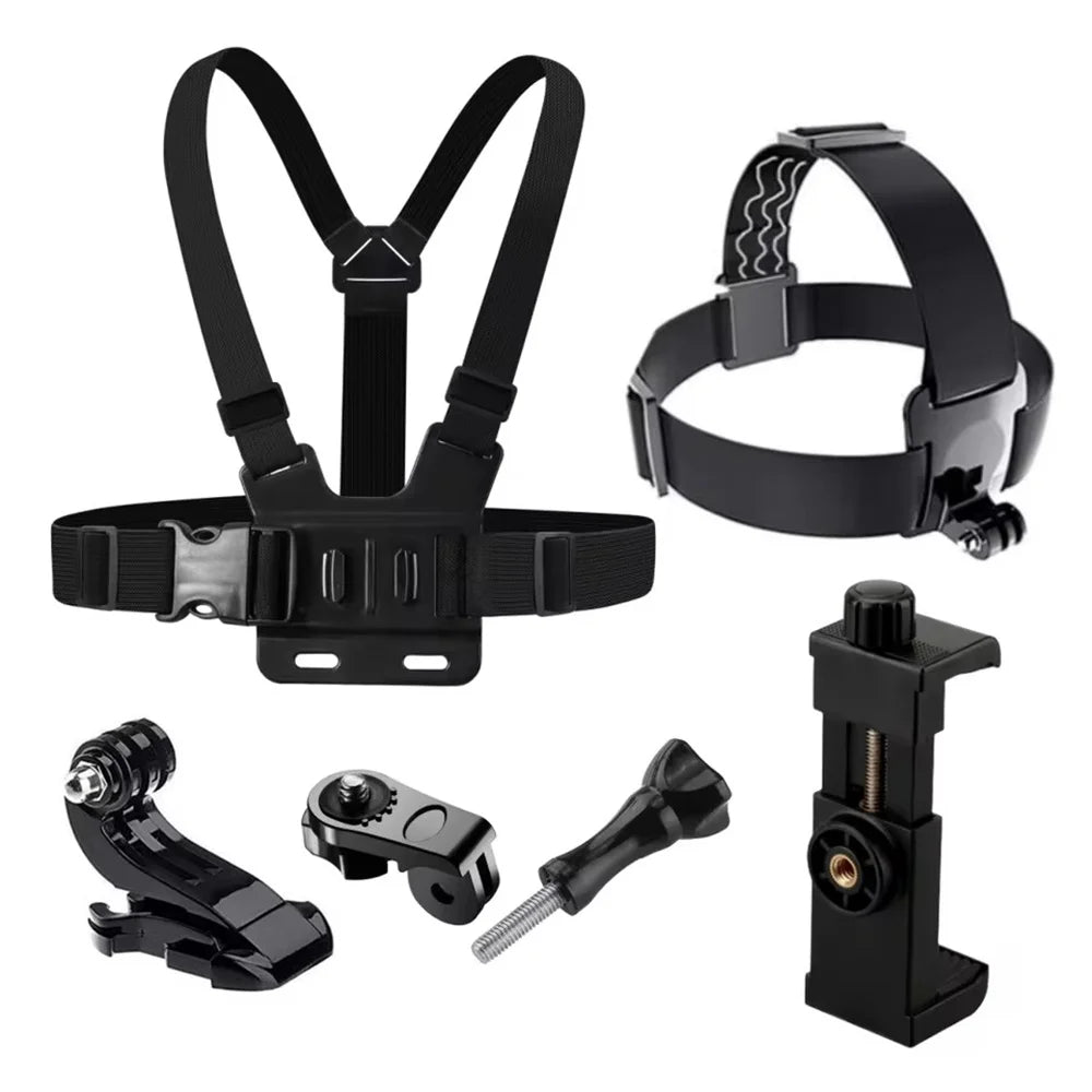 Roreta Action Camera Kit Head Strap Chest Strap phone holder for GoPro Phone Osmo Enhanced Stability Versatility stand
