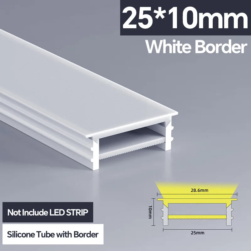 1M-10M LED Neon Rope Tube Soft Silicone Diffuser Channel Black/White Flexible Ribbon Strip Light for Recessed Channel