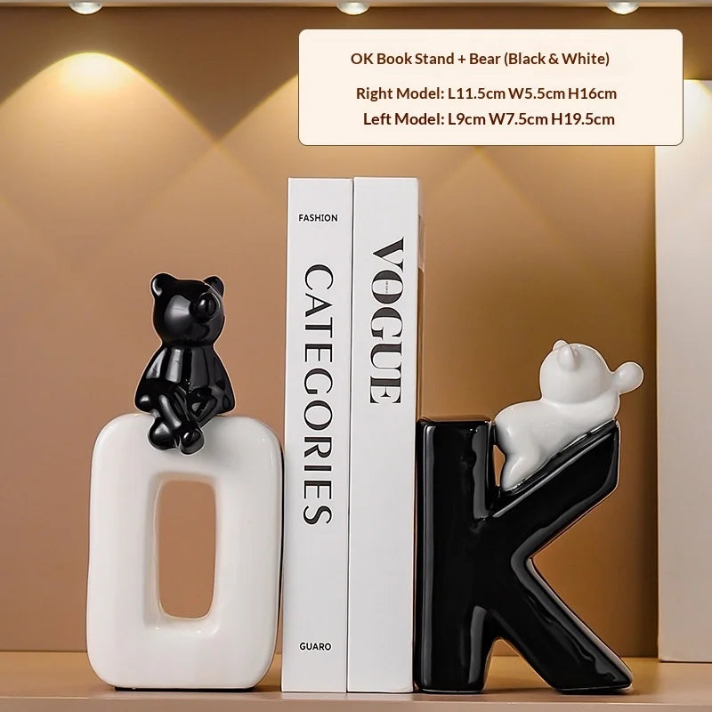 Modern  Ceramic Human Figure Bookends Sculpture Decor Book Holder For Nightstand TV Cabinet Wine Rack Office Desktop Home