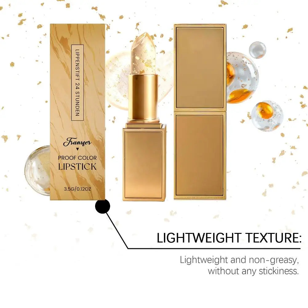 Gold Crystal PH Color Changing Lipstick Hyaluronic Acid Moisturizing Lip Balm Fade Lip Line Relieve Dryness Non Greasy Lip Gloss