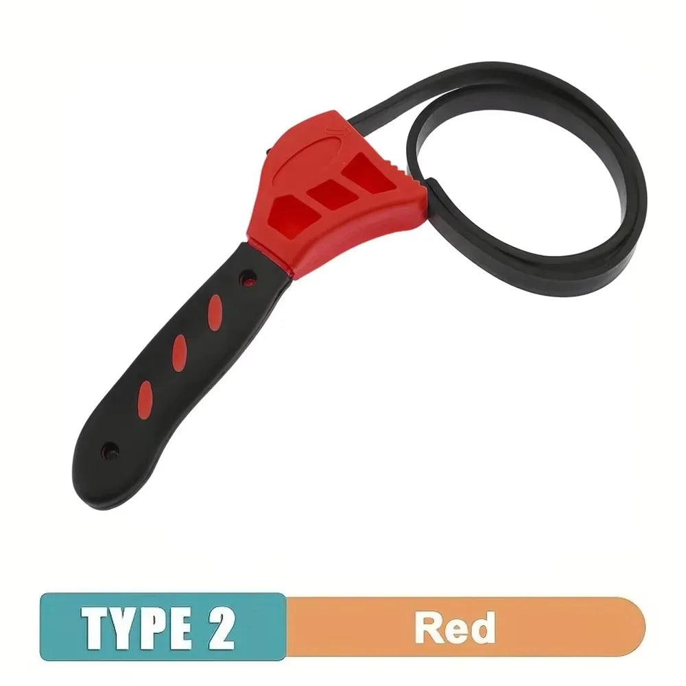 6inch Belt Wrench Oil Filter Puller Strap Spanner Chain Wrench Strap Opener, Adjustable Disassembly Tool Opener Tool