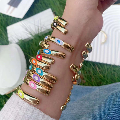 Fashionable Multicolor Gold Plated Gemstone Charm Bangle,Fine Colorful Enamel Open Adjustable Bracelet Jewelry Supply  Q35