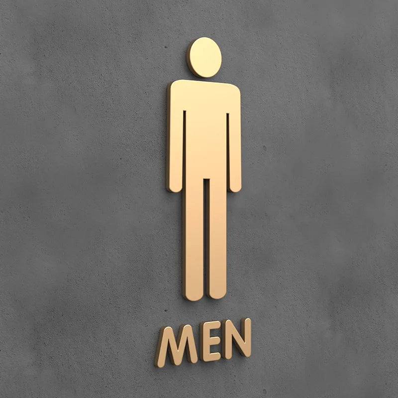 Matte Black Gold Toilet Sign Plate Acrylic 3D Wash Room Door Wall Label Sticker Wc BathRoom Signage Board Art Hotel Home Decor
