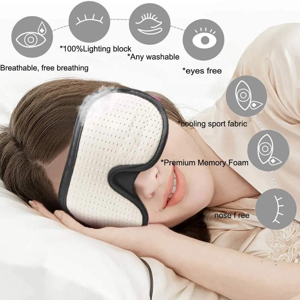 3D Contour Sleep Eye Mask Suitable for Side Sleepers -100% Blackout Soft and Stress Free - Suitable for Travel Napping Yoga