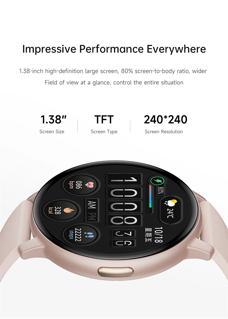 LIGE Nowy 1,38-calowy Smartwatch Zdrowotny Damski Połączenia Bluetooth Smartwatch Męski Monitorowanie Tętna Bransoletka Sportowa Odtwarzacz Muzyki 2026