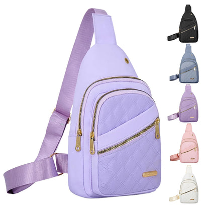 Leisure Quilted Crossbody Bag for Women Chest Bag with Earphone Hole Outdoor Hiking Sling Bag Suitable for Daily Use, Travel