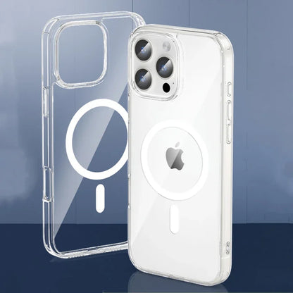 Fashion Anti-Yellow Crystal Clear Phone Case For iPhone 16 15 14 13 12 Pro Max Case for Magsafe Wireless Charging Acrylic Cover