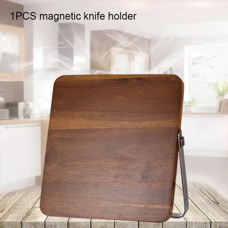 Long Magnetic Knife Block Acacia Wooden Kitchen Knife Holder Kitchen Counter Strong Enhanced Magnets Stands Storage Knife Holder